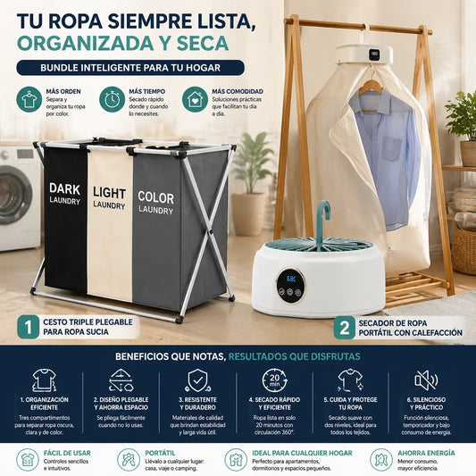 Sistema Integrado de Lavandería 360°: Clasifica al Instante, Seca en Minutos y Recupera tu Espacio Vital